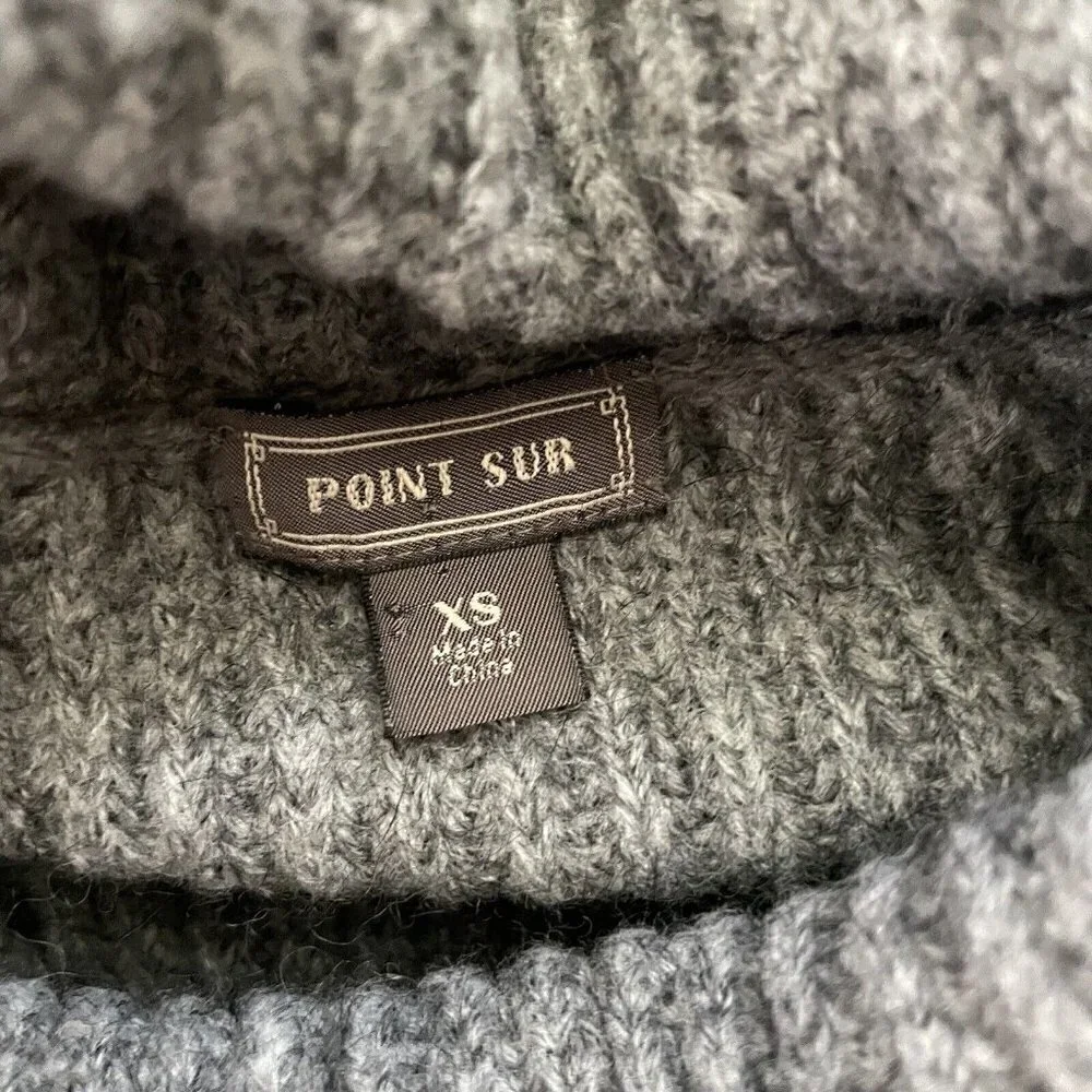 J Crew Point Sur Womens Gray Chunky Turtleneck Sweater XS Mohair Wool Ribb Knit